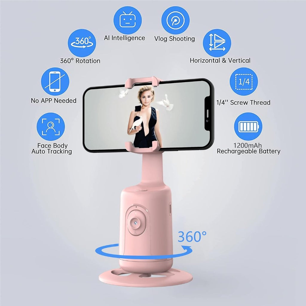 360° Auto Face Tracking Gimbal Stabilizer for Phones, Vlogging & Video Recording